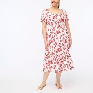 J.Crew Factory Floral Puff-Sleeve Tiered Midi Dress sz 20